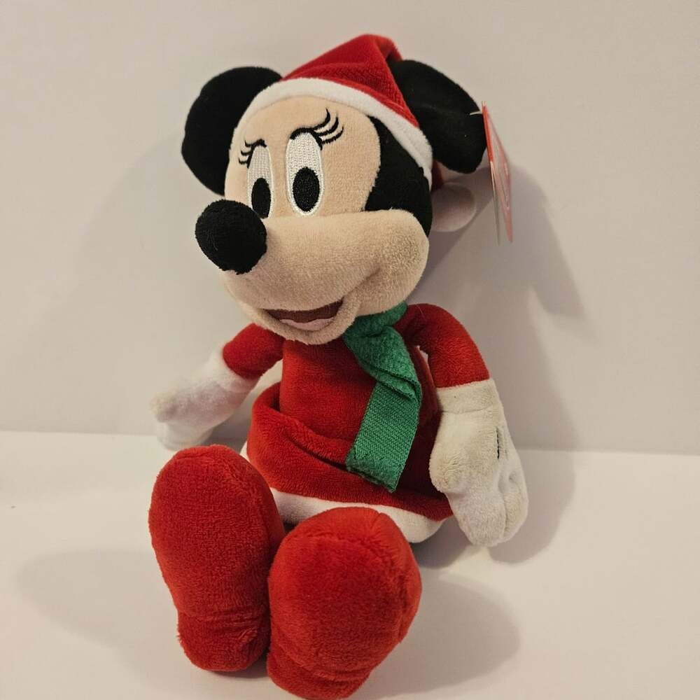Disney Minnie Mouse Christmas Santa Plush Stuffed Animal Toy
